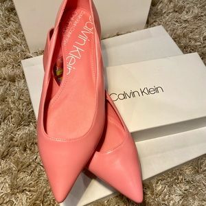 Calvin Klein Merrel Napa Leather Flats Strawberry Ice 8M NWT